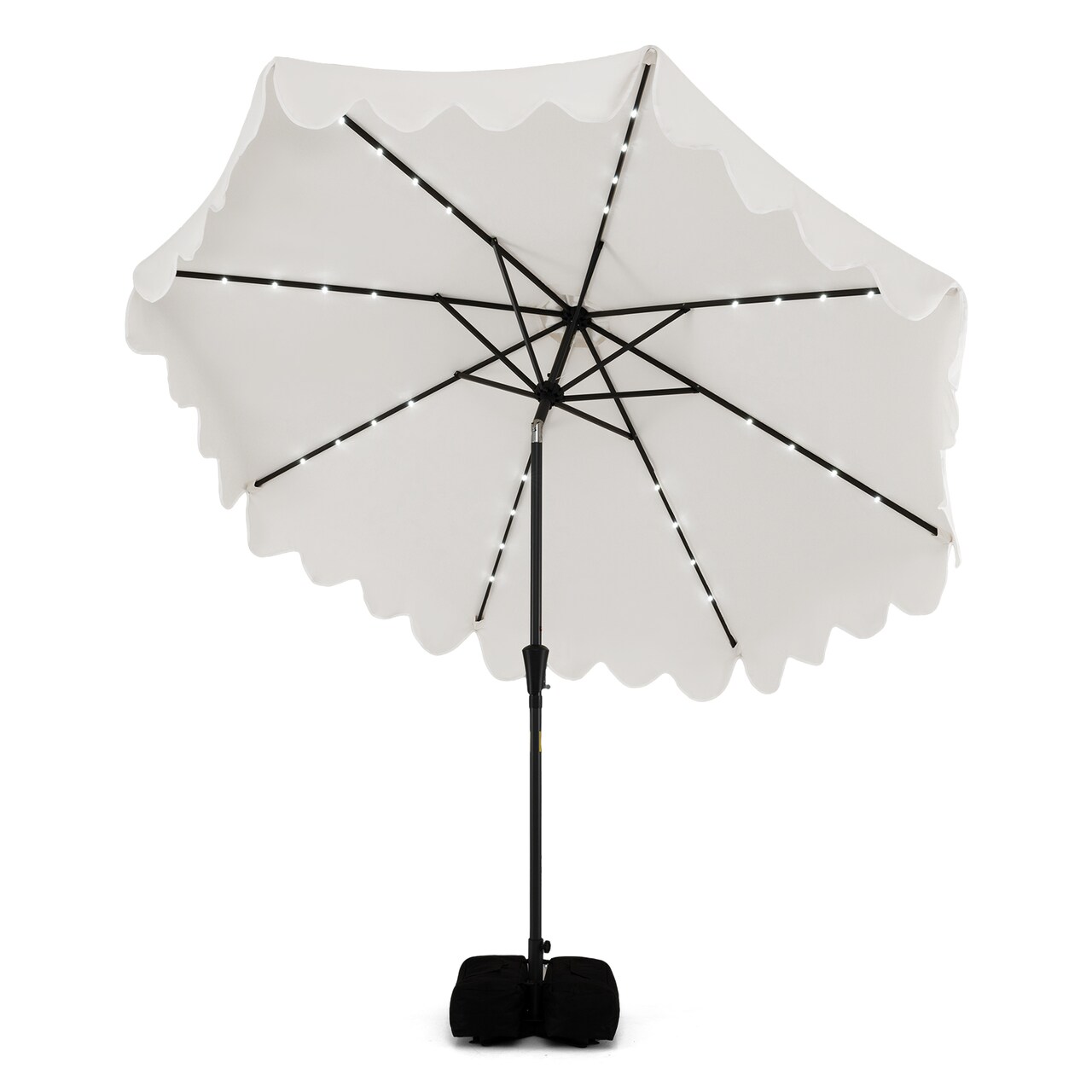 10 Foot Patio Umbrella with Built-In Solar LEDs and Stable Base